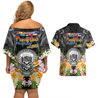Pasifika Vibes Festival 2024 Couples Matching Off Shoulder Short Dress and Hawaiian Shirt Kanaka Maoli With Hawaiian Islands LT9 - Polynesian Pride