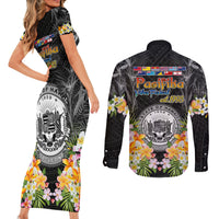 Pasifika Vibes Festival 2024 Couples Matching Short Sleeve Bodycon Dress and Long Sleeve Button Shirt Kanaka Maoli With Hawaiian Islands LT9 - Polynesian Pride