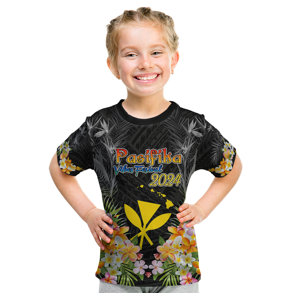 Pasifika Vibes Festival 2024 Kid T Shirt Kanaka Maoli With Hawaiian Islands LT9 Black - Polynesian Pride