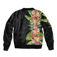 Hawaii Tropical Flowers Tribal Pattern Bomber Jacket No1 LT9 - Polynesian Pride