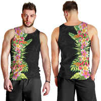 Hawaii Tropical Flowers Tribal Pattern Men Tank Top No1 LT9 - Polynesian Pride