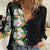 Hawaii Tropical Flowers Tribal Pattern Women Casual Shirt No3 LT9 Female Black - Polynesian Pride