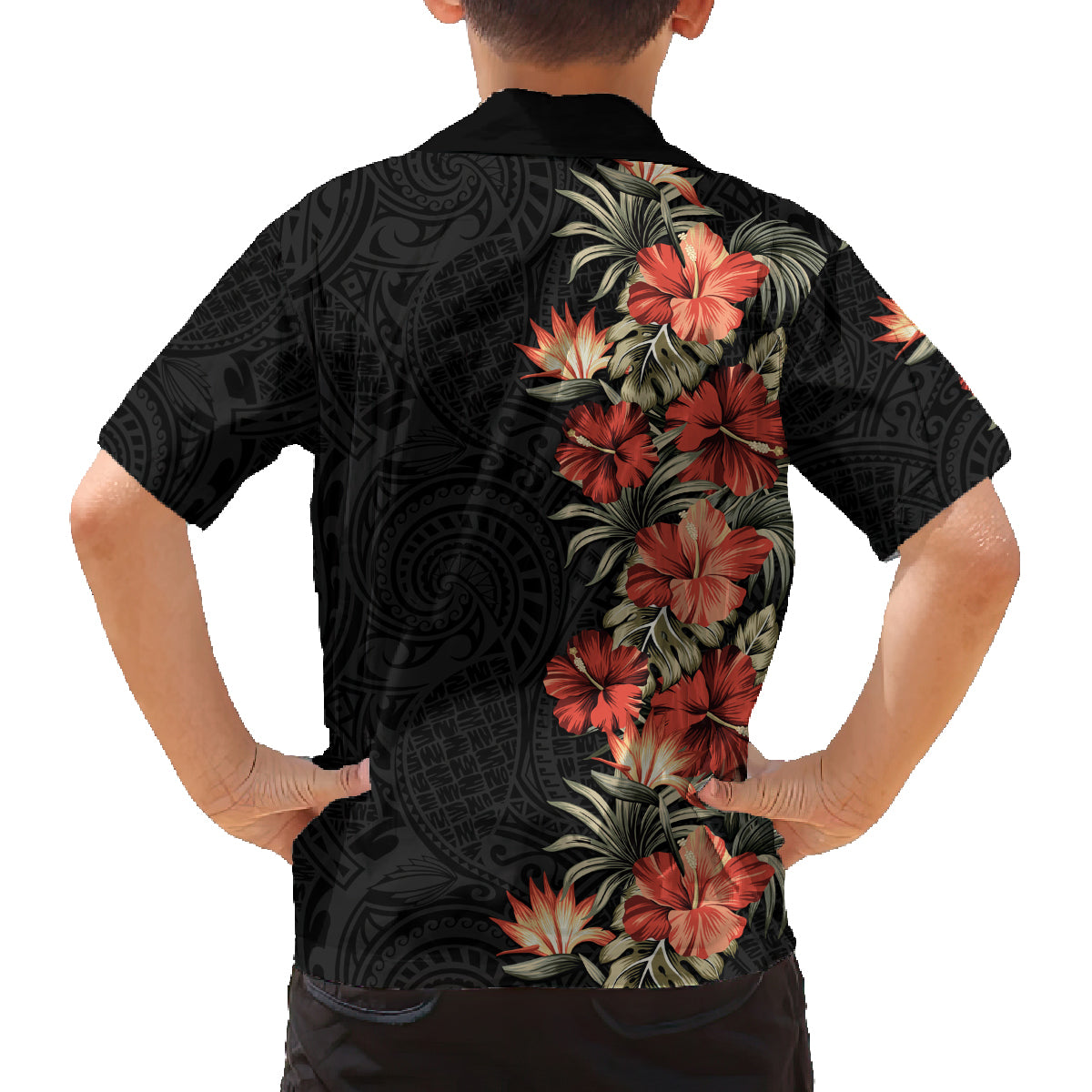 Hawaii Tropical Flowers Tribal Pattern Family Matching Puletasi and Hawaiian Shirt No6 LT9 - Polynesian Pride