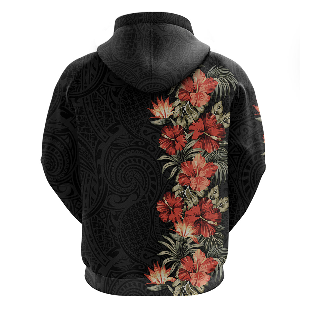 Hawaii Tropical Flowers Tribal Pattern Zip Hoodie No6 LT9 - Polynesian Pride