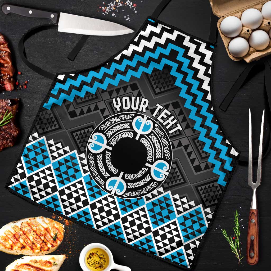 Personalised Aotearoa Niho Taniwha Motif Apron Blue Style LT9 Blue - Polynesian Pride