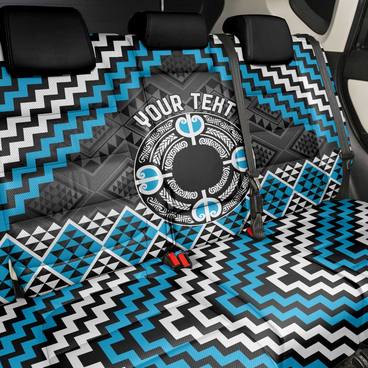 Personalised Aotearoa Niho Taniwha Motif Back Car Seat Cover Blue Style
