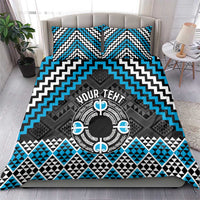 Personalised Aotearoa Niho Taniwha Motif Bedding Set Blue Style
