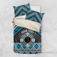 Personalised Aotearoa Niho Taniwha Motif Bedding Set Blue Style