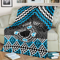 Personalised Aotearoa Niho Taniwha Motif Blanket Blue Style