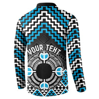 Personalised Aotearoa Niho Taniwha Motif Button Sweatshirt Blue Style