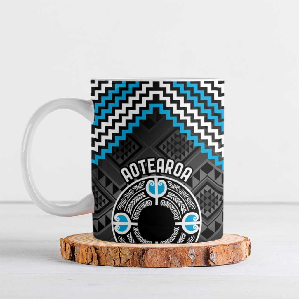 Personalised Aotearoa Niho Taniwha Motif Ceramic Mug Blue Style - Polynesian Pride