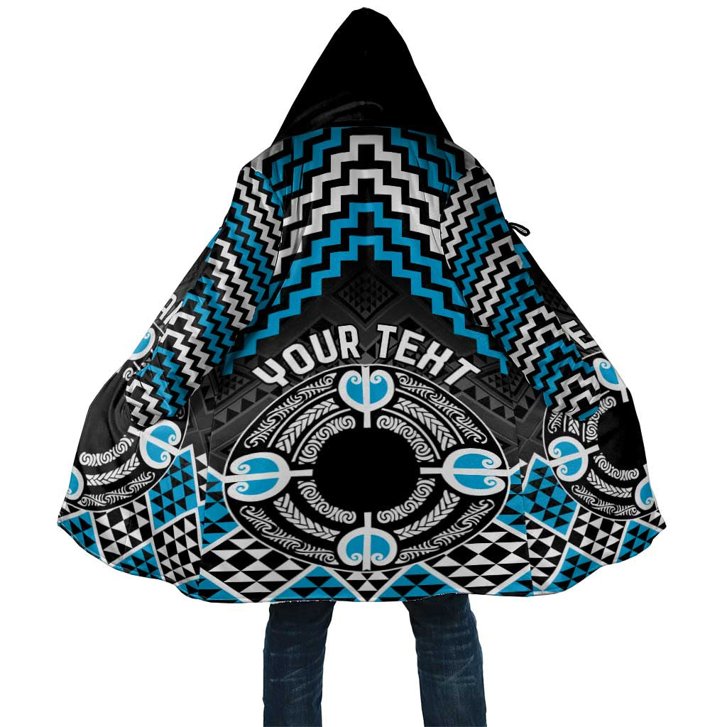 Personalised Aotearoa Niho Taniwha Motif Cloak Blue Style - Polynesian Pride
