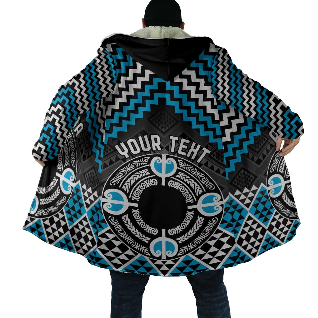 Personalised Aotearoa Niho Taniwha Motif Cloak Blue Style - Polynesian Pride
