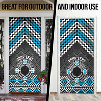 Personalised Aotearoa Niho Taniwha Motif Door Cover Blue Style - Polynesian Pride