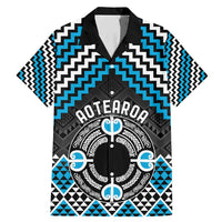 Personalised Aotearoa Niho Taniwha Motif Family Matching Mermaid Dress and Hawaiian Shirt Blue Style