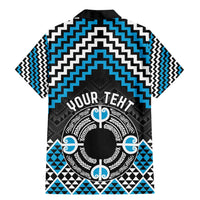 Personalised Aotearoa Niho Taniwha Motif Family Matching Mermaid Dress and Hawaiian Shirt Blue Style