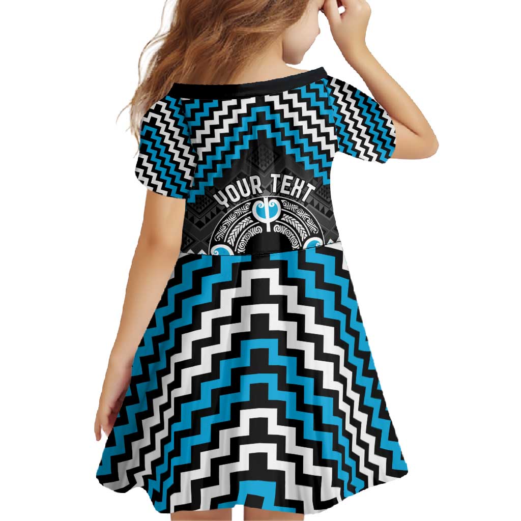 Personalised Aotearoa Niho Taniwha Motif Family Matching Tank Maxi Dress and Hawaiian Shirt Blue Style