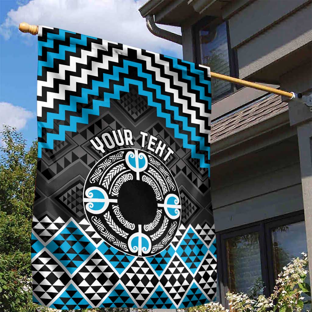 Personalised Aotearoa Niho Taniwha Motif Garden Flag Blue Style