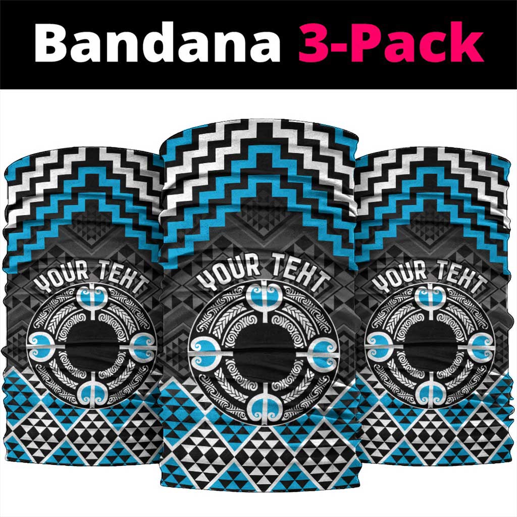 Personalised Aotearoa Niho Taniwha Motif Neck Gaiter Blue Style - Polynesian Pride