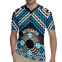 Personalised Aotearoa Niho Taniwha Motif Rugby Jersey Blue Style