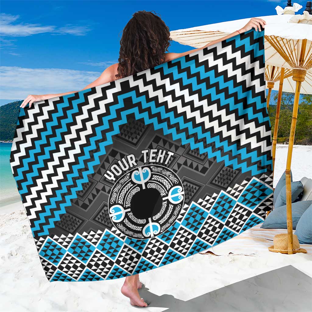 Personalised Aotearoa Niho Taniwha Motif Sarong Blue Style