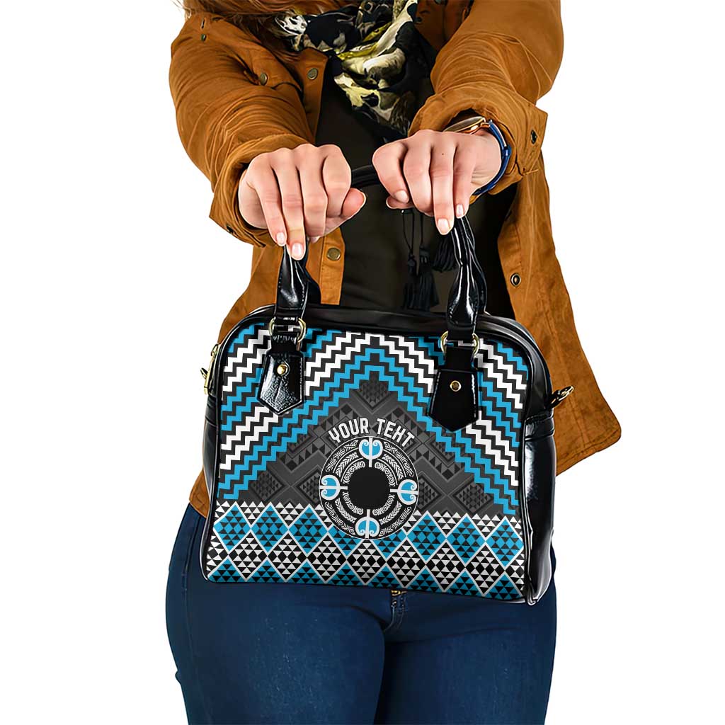 Personalised Aotearoa Niho Taniwha Motif Shoulder Handbag Blue Style
