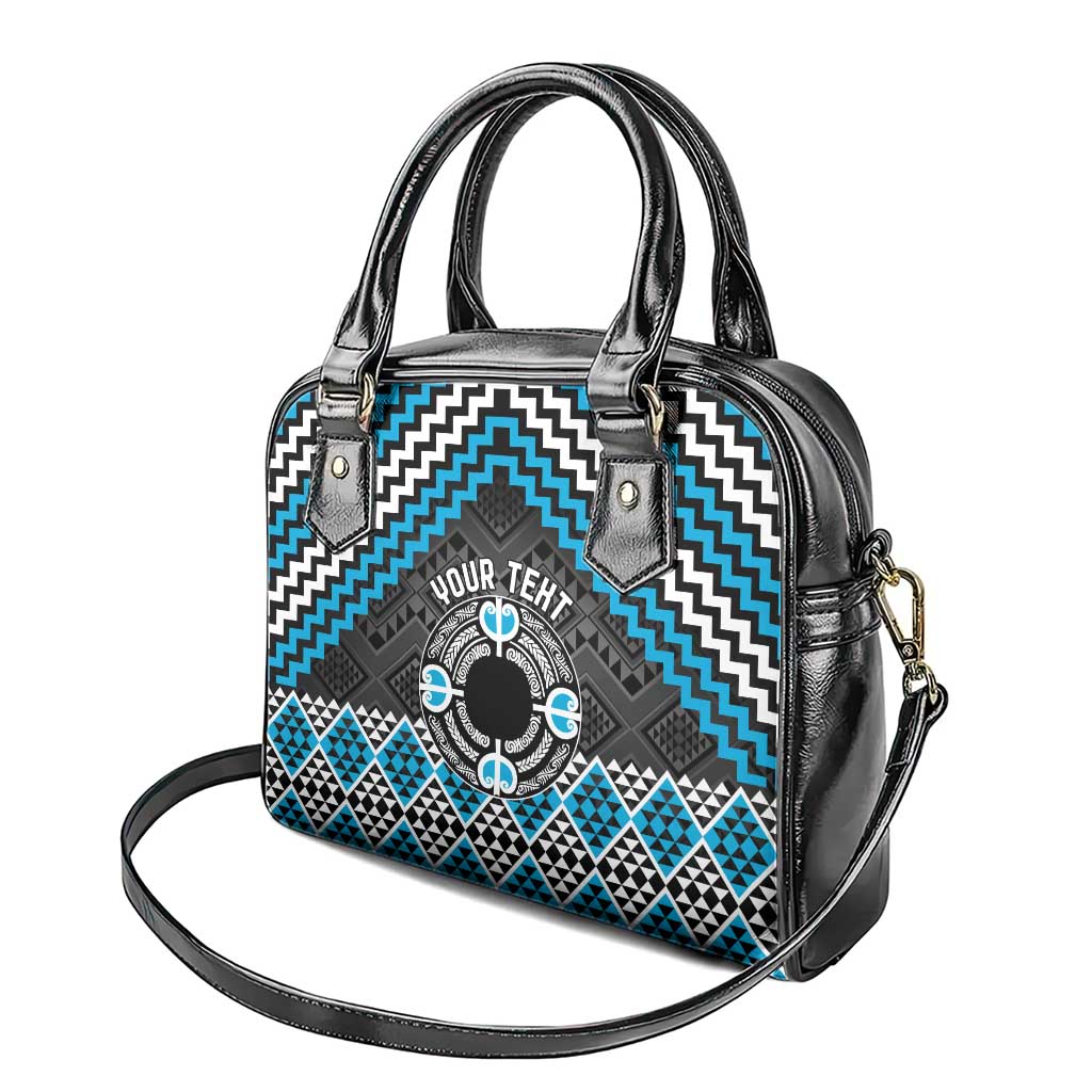 Personalised Aotearoa Niho Taniwha Motif Shoulder Handbag Blue Style