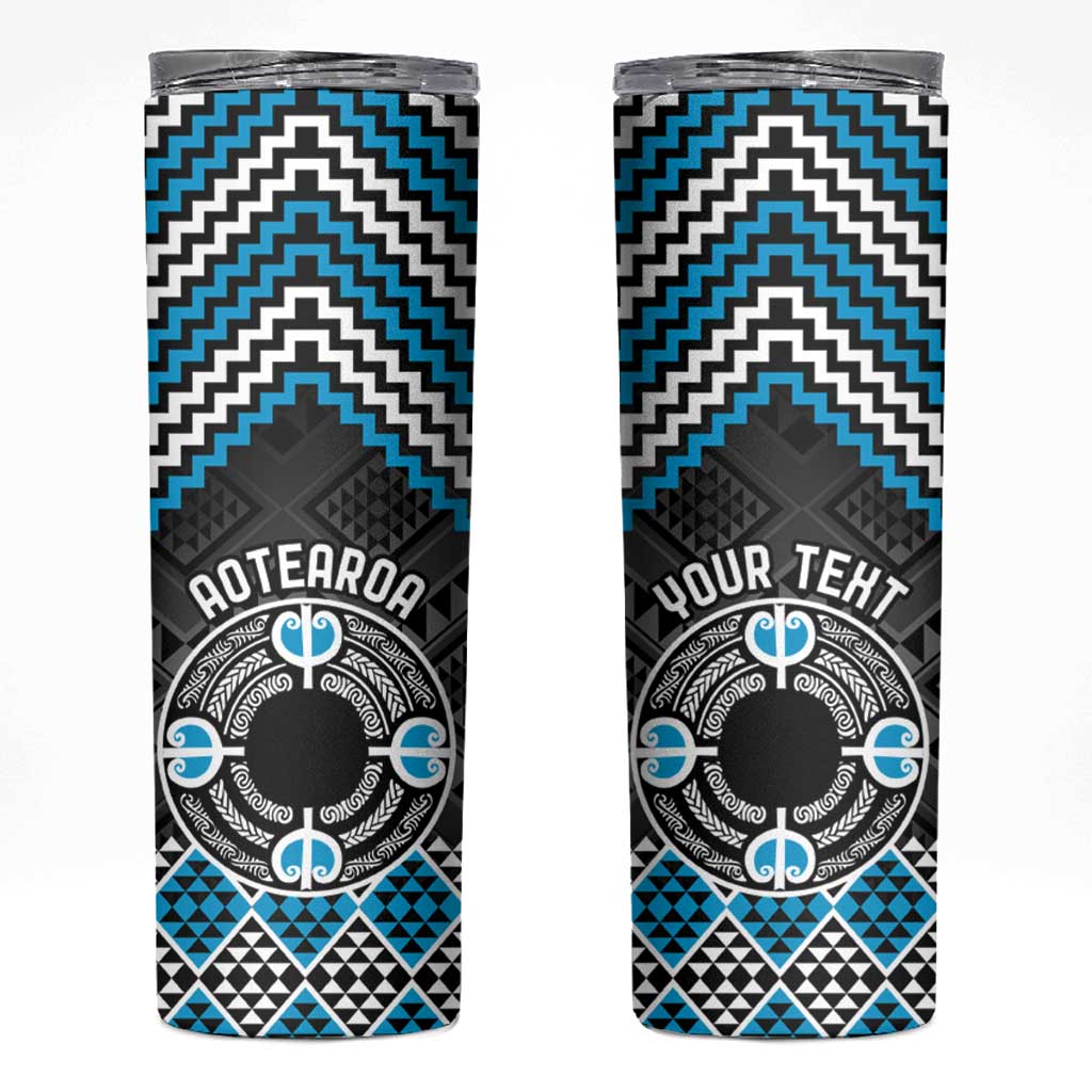 Personalised Aotearoa Niho Taniwha Motif Skinny Tumbler Blue Style