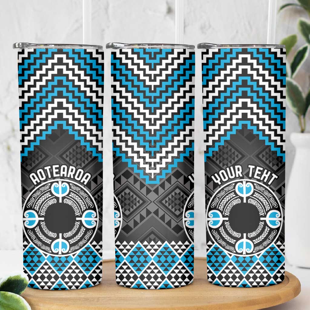 Personalised Aotearoa Niho Taniwha Motif Skinny Tumbler Blue Style