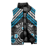 Personalised Aotearoa Niho Taniwha Motif Sleeveless Puffer Jacket Blue Style - Polynesian Pride