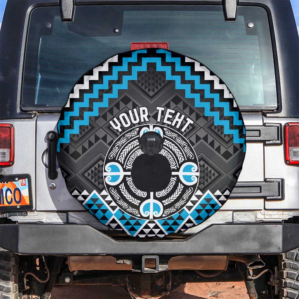 Personalised Aotearoa Niho Taniwha Motif Spare Tire Cover Blue Style LT9 Blue - Polynesian Pride