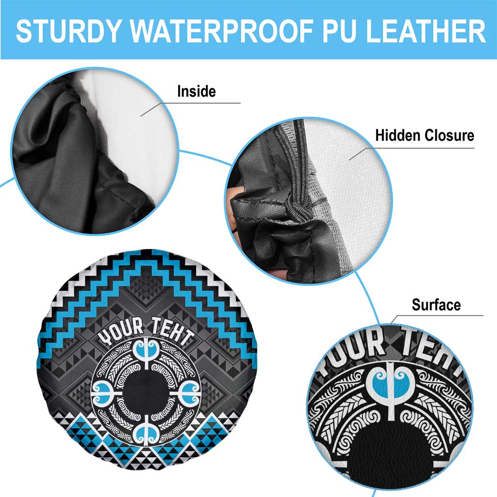 Personalised Aotearoa Niho Taniwha Motif Spare Tire Cover Blue Style