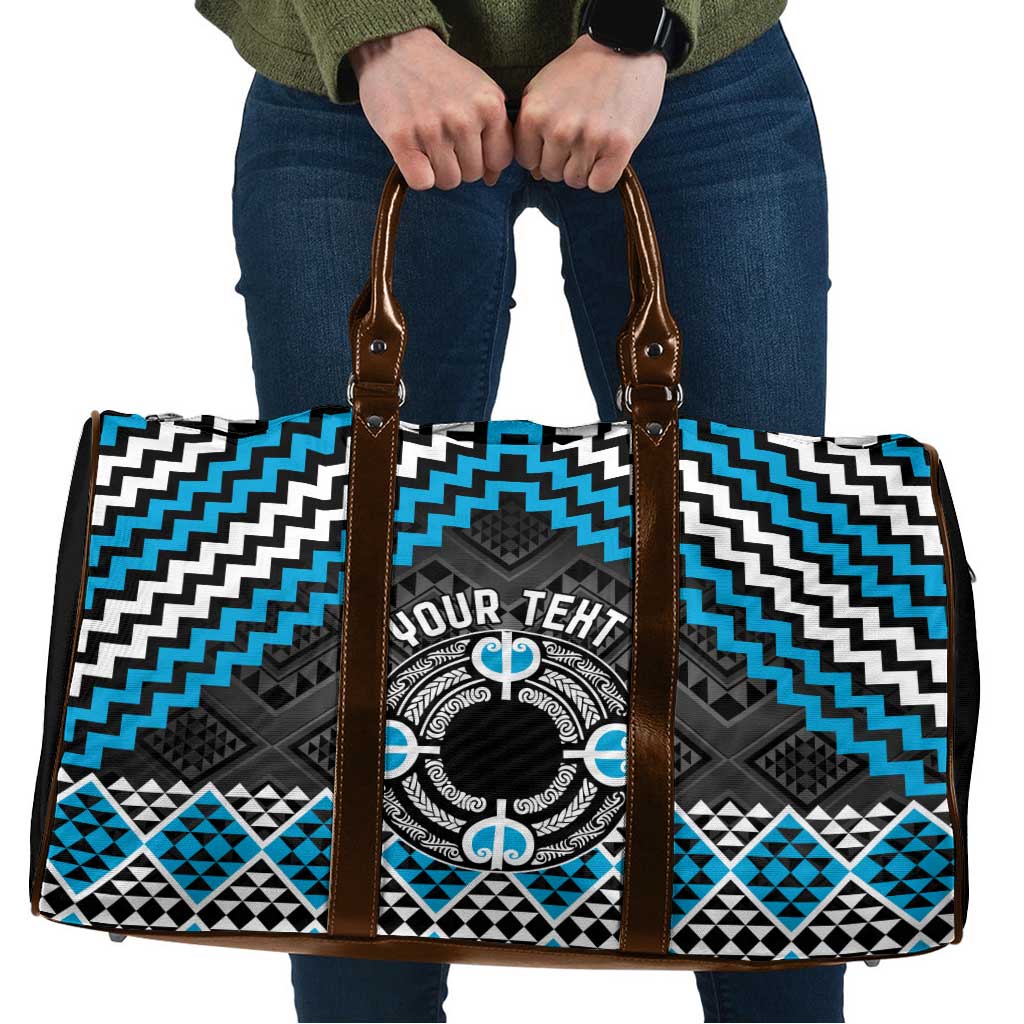 Personalised Aotearoa Niho Taniwha Motif Travel Bag Blue Style - Polynesian Pride