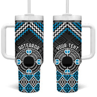 Personalised Aotearoa Niho Taniwha Motif Tumbler With Handle Blue Style