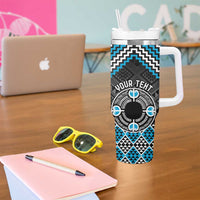 Personalised Aotearoa Niho Taniwha Motif Tumbler With Handle Blue Style