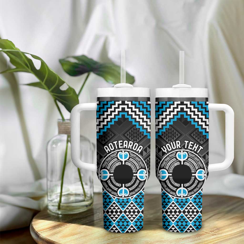 Personalised Aotearoa Niho Taniwha Motif Tumbler With Handle Blue Style