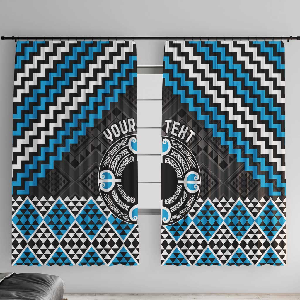 Personalised Aotearoa Niho Taniwha Motif Window Curtain Blue Style