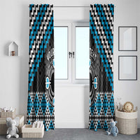 Personalised Aotearoa Niho Taniwha Motif Window Curtain Blue Style