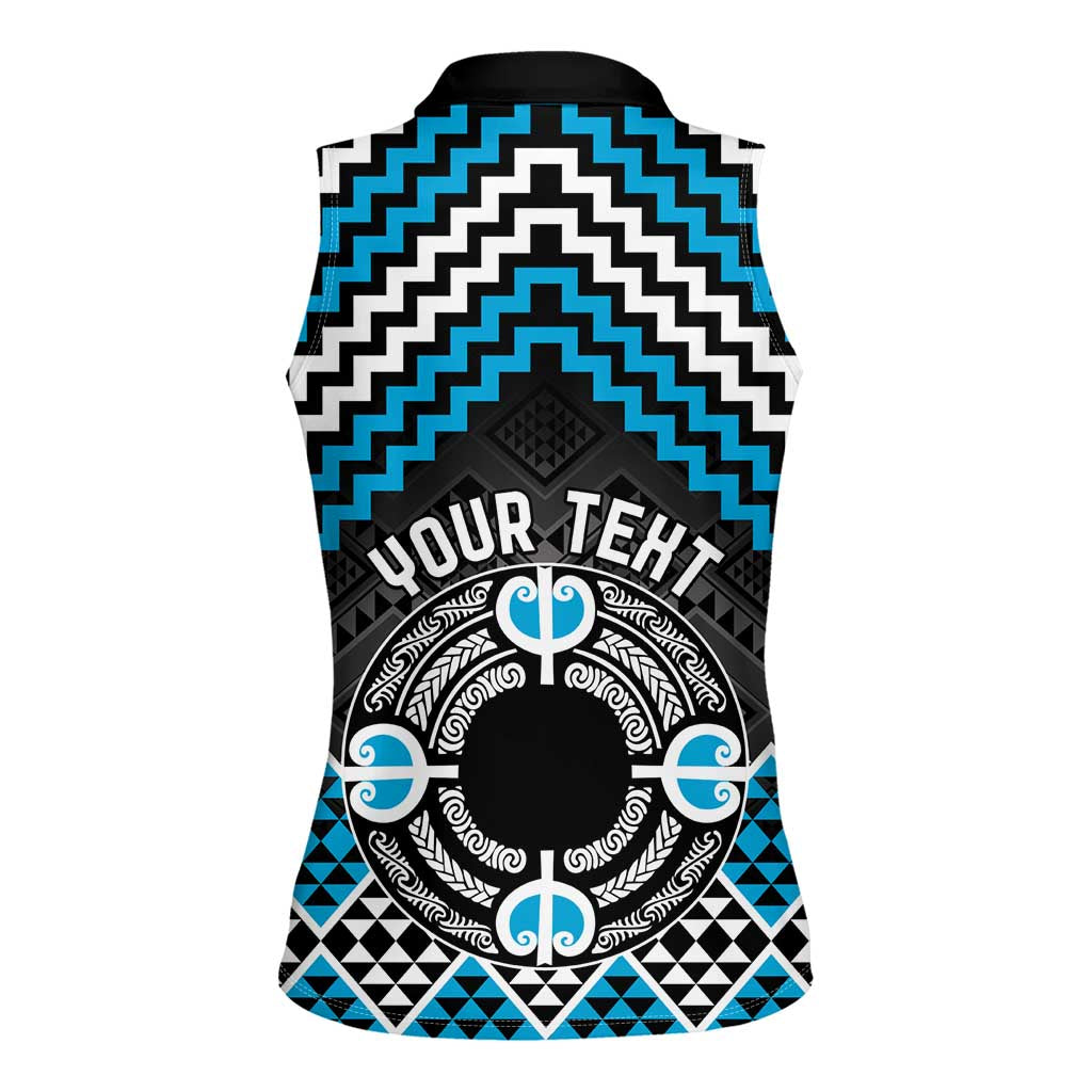 Personalised Aotearoa Niho Taniwha Motif Women Sleeveless Polo Shirt Blue Style