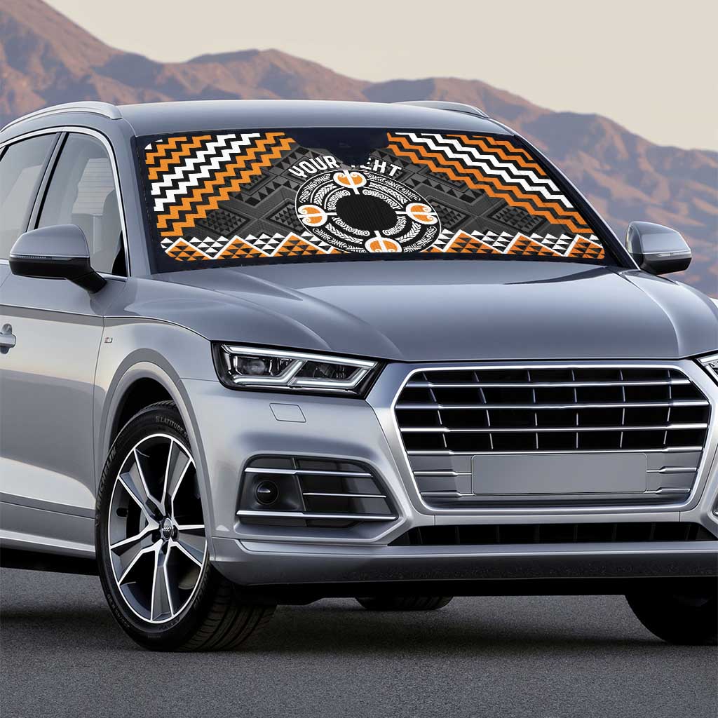 Personalised Aotearoa Niho Taniwha Motif Auto Sun Shade Gold Style - Polynesian Pride