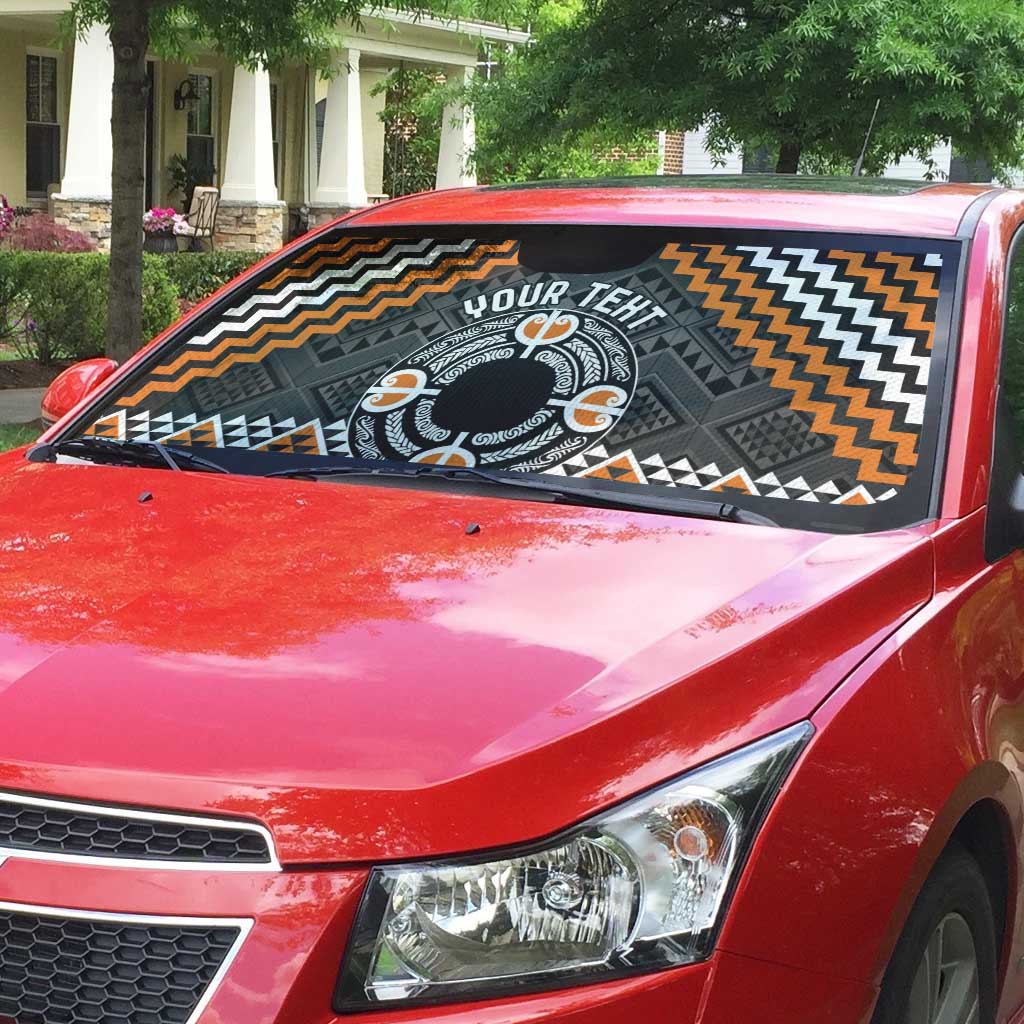 Personalised Aotearoa Niho Taniwha Motif Auto Sun Shade Gold Style - Polynesian Pride