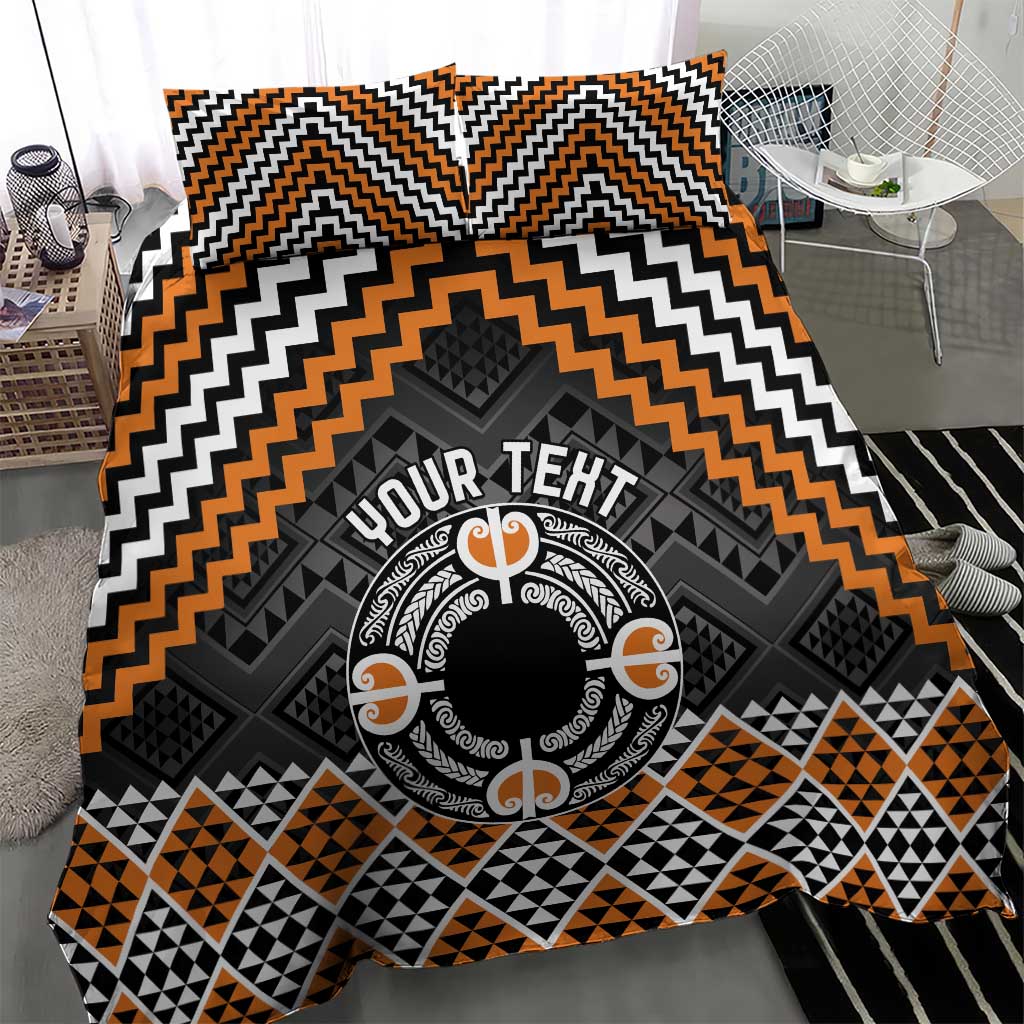 Personalised Aotearoa Niho Taniwha Motif Bedding Set Gold Style