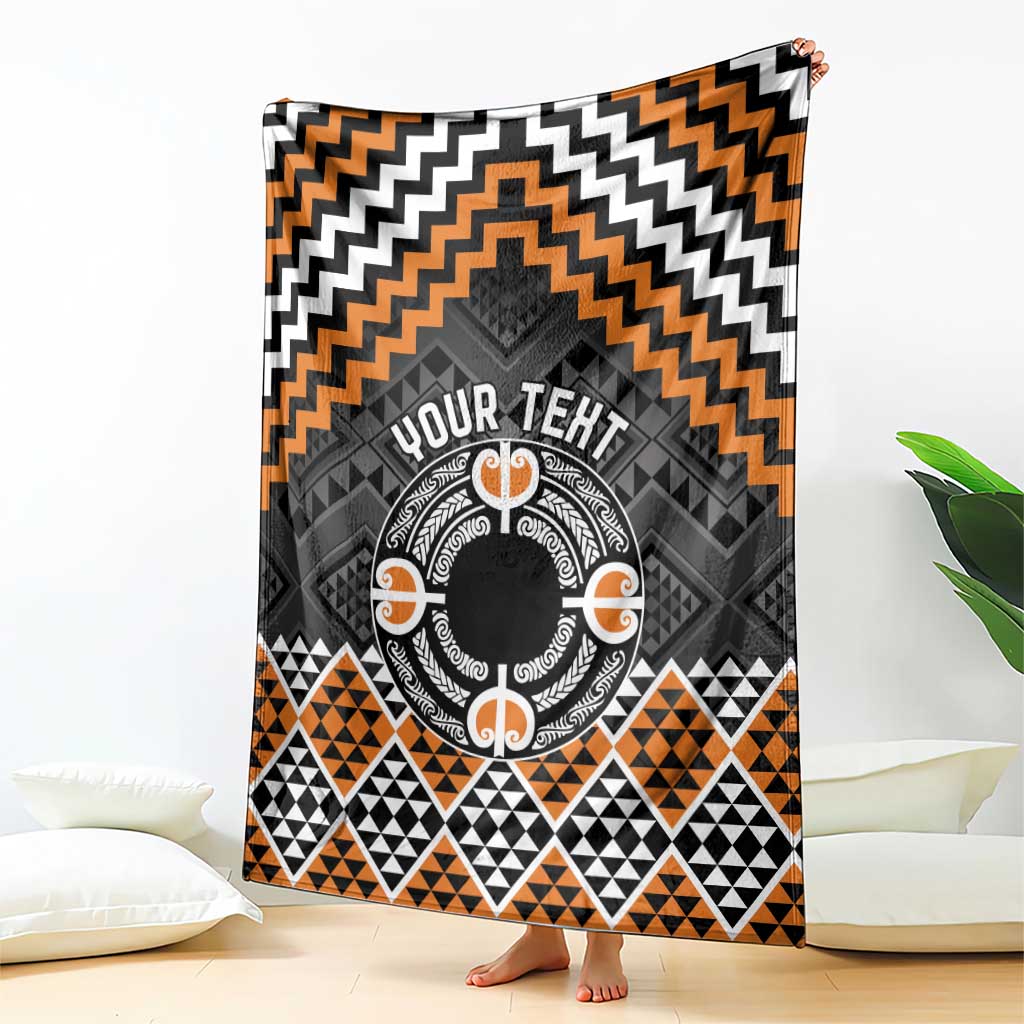 Personalised Aotearoa Niho Taniwha Motif Blanket Gold Style