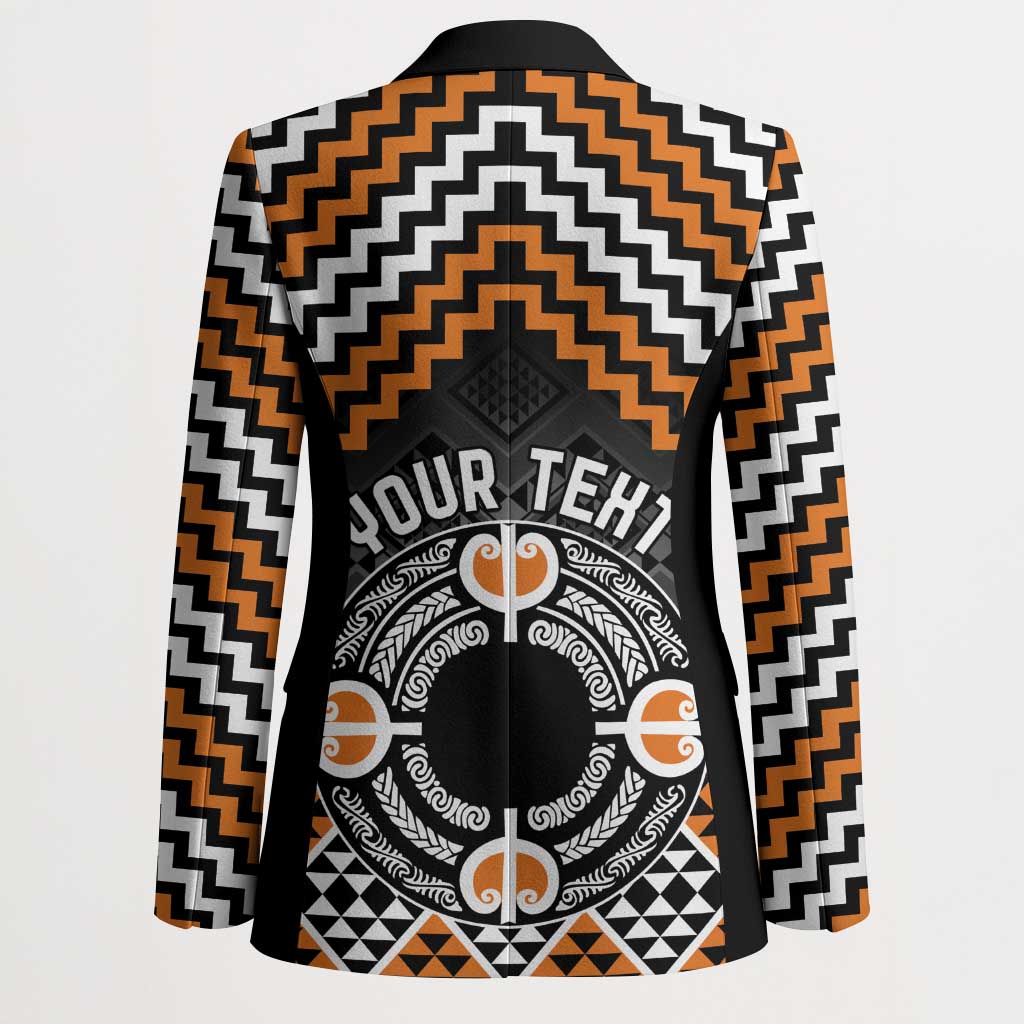 Personalised Aotearoa Niho Taniwha Motif Blazer Gold Style - Polynesian Pride