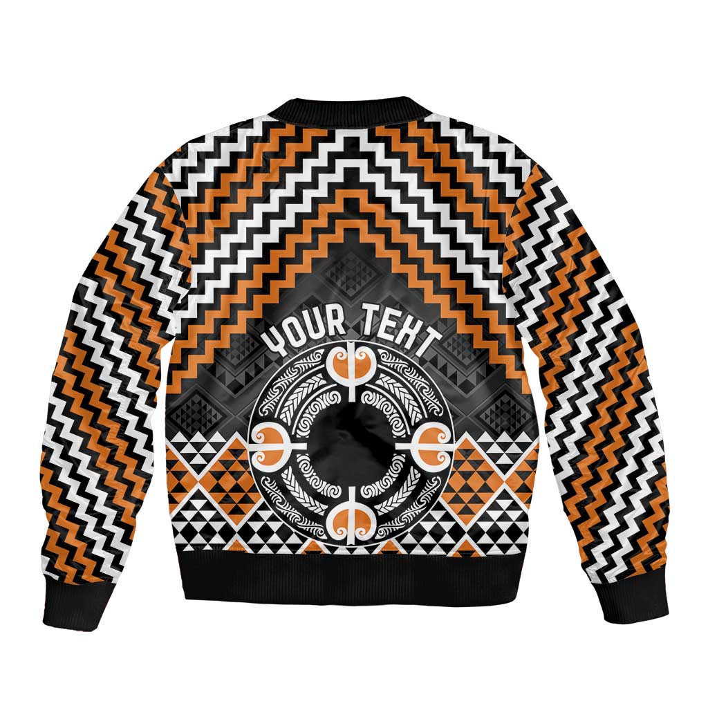 Personalised Aotearoa Niho Taniwha Motif Bomber Jacket Gold Style