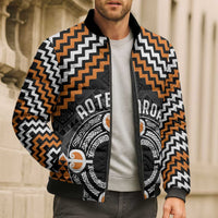 Personalised Aotearoa Niho Taniwha Motif Bomber Puffer Jacket Gold Style - Polynesian Pride
