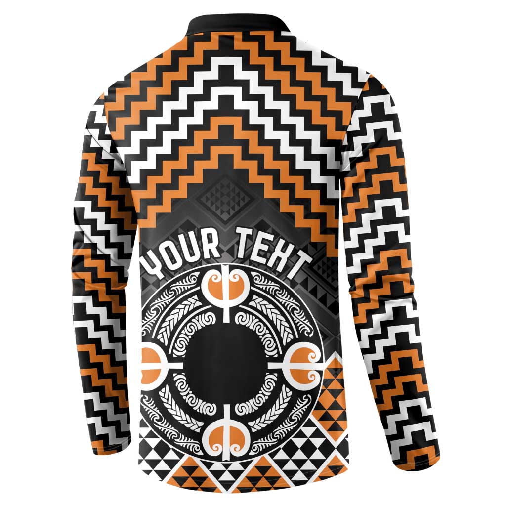Personalised Aotearoa Niho Taniwha Motif Button Sweatshirt Gold Style