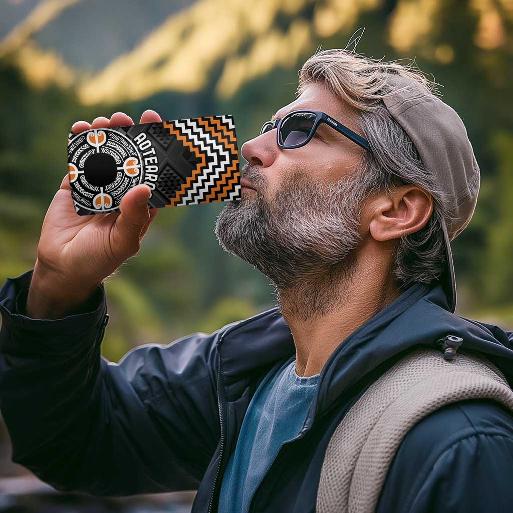 Personalised Aotearoa Niho Taniwha Motif 4 in 1 Can Cooler Tumbler Gold Style