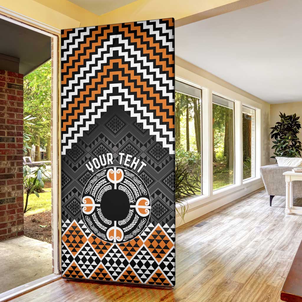 Personalised Aotearoa Niho Taniwha Motif Door Cover Gold Style - Polynesian Pride