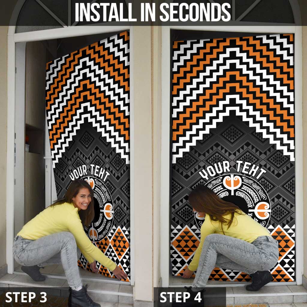 Personalised Aotearoa Niho Taniwha Motif Door Cover Gold Style - Polynesian Pride